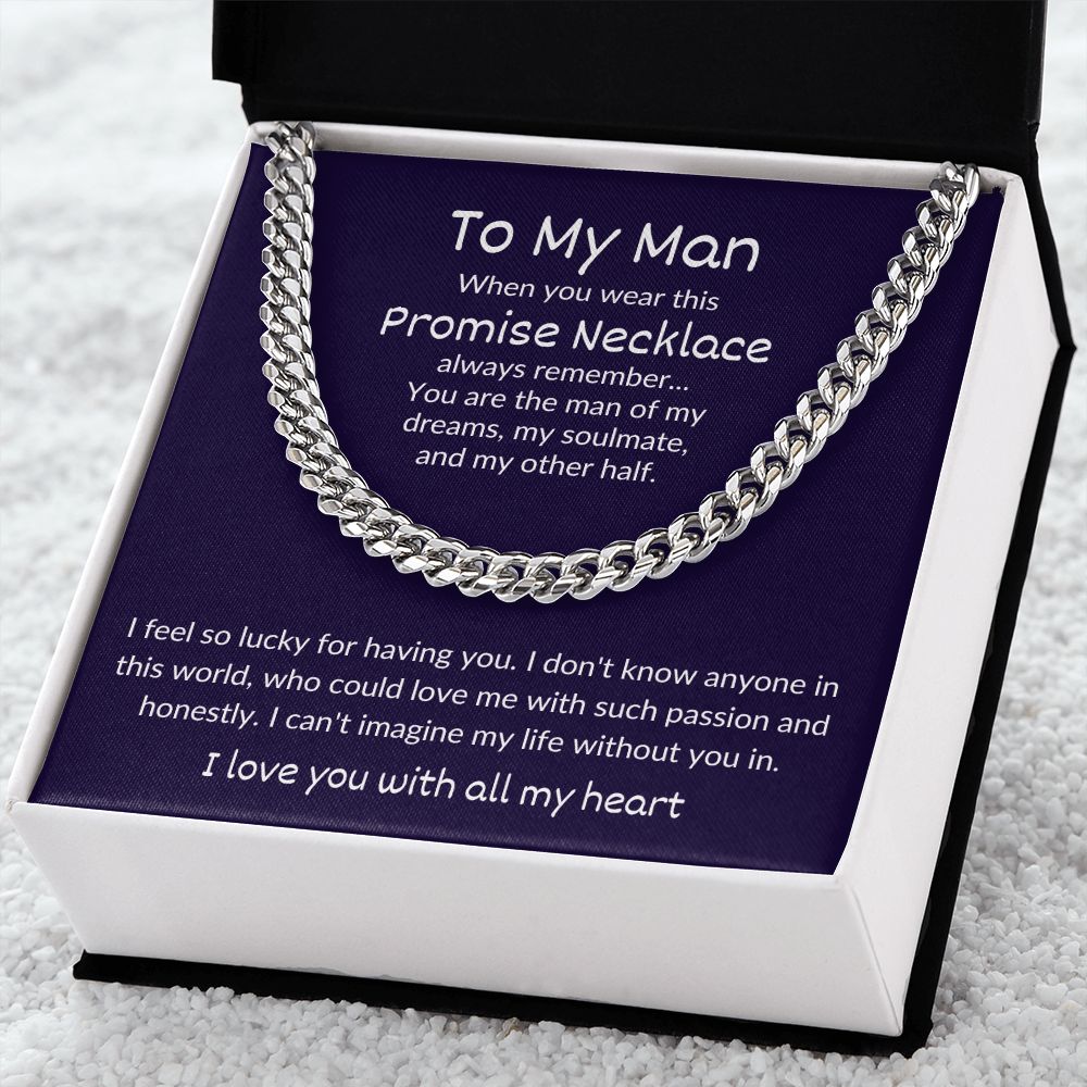 Promise Necklace for Husband, Soulmate, Boyfriend (Cuban Link Chain) - Stacy Style