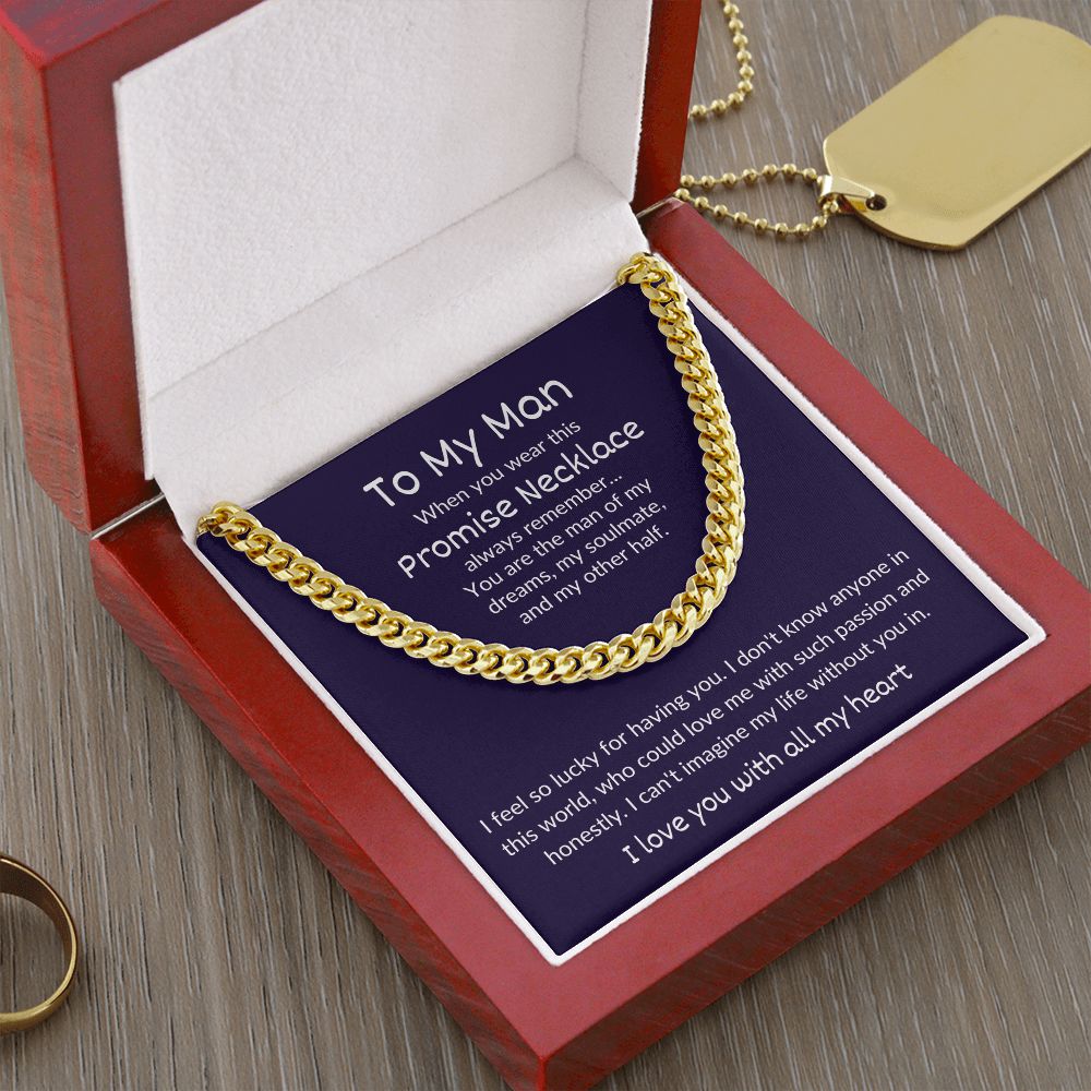 Promise Necklace for Husband, Soulmate, Boyfriend (Cuban Link Chain) - Stacy Style
