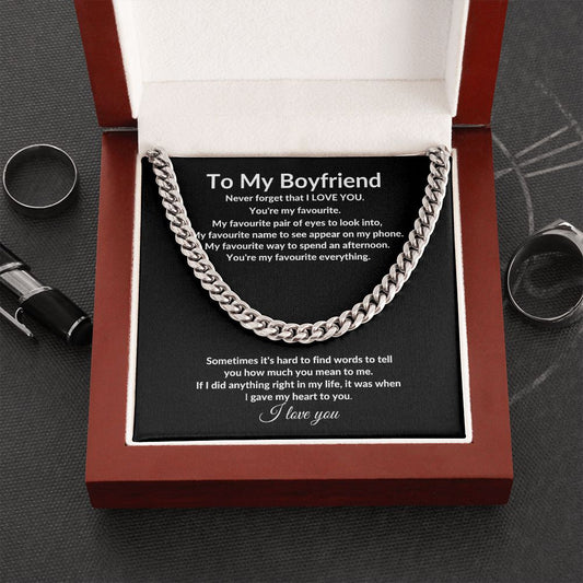 To My Boyfriend Cuban Chain Necklace l You're my favourite everything. - Stacy Style