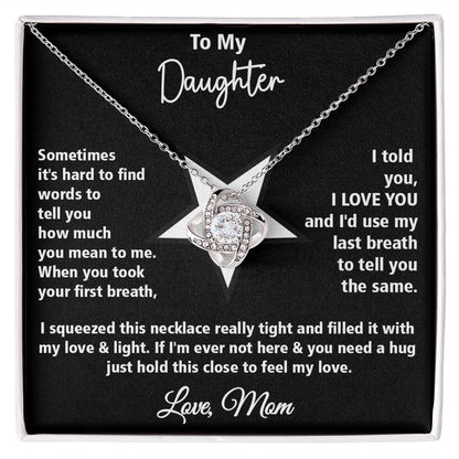 To My Daughter l I LOVE YOU from Mom (Love Knot Necklace) - Stacy Style