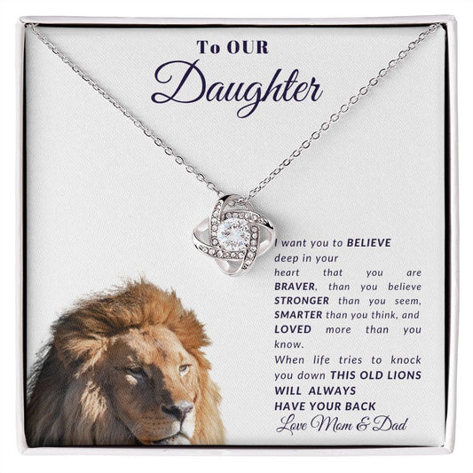 To Our Daughter l You Are Braver (Love Knot Necklace) - Stacy Style