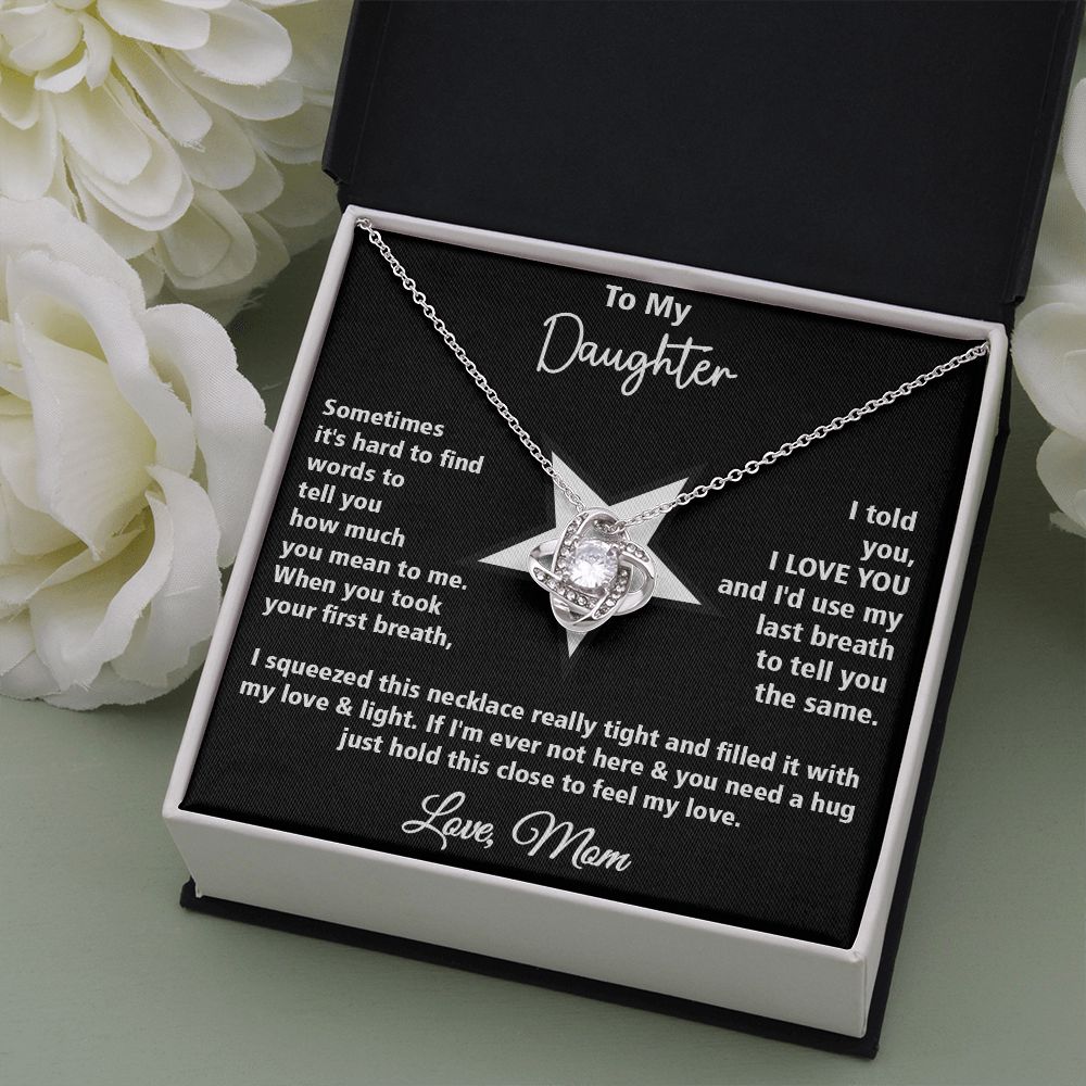 To My Daughter l I LOVE YOU from Mom (Love Knot Necklace) - Stacy Style