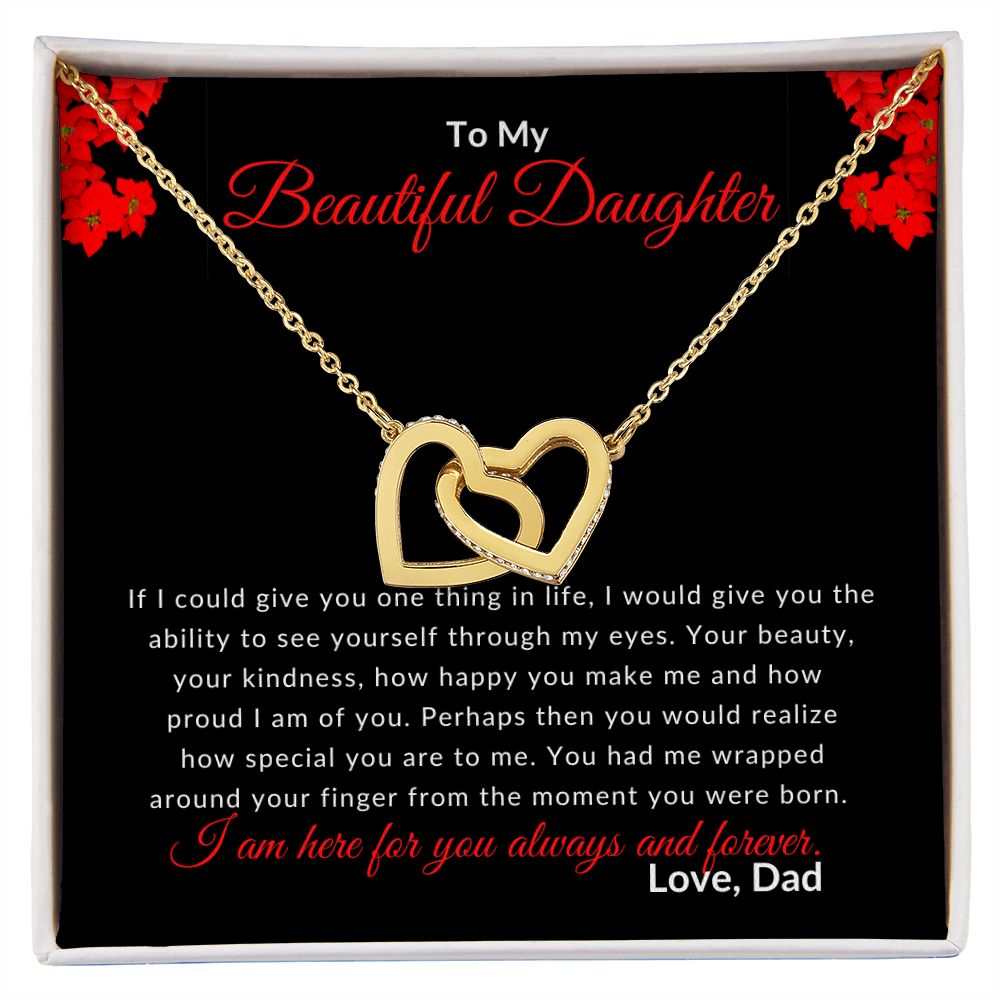 To My Daughter (From Dad) Interlocking Heart Necklace - Stacy Style