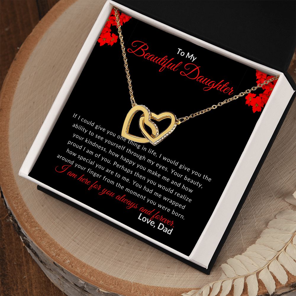 To My Daughter (From Dad) Interlocking Heart Necklace - Stacy Style