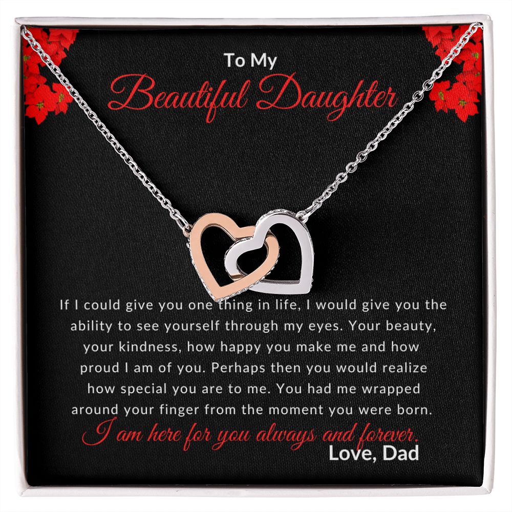 To My Daughter (From Dad) Interlocking Heart Necklace - Stacy Style