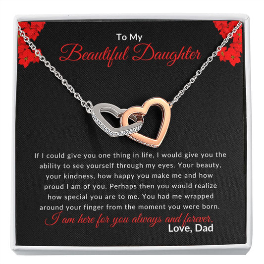 To My Daughter (From Dad) Interlocking Heart Necklace - Stacy Style