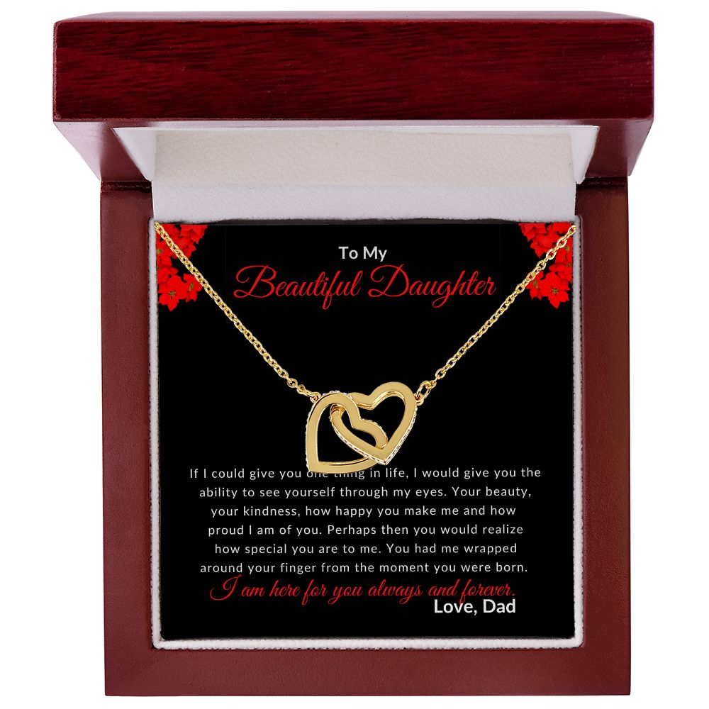 To My Daughter (From Dad) Interlocking Heart Necklace - Stacy Style