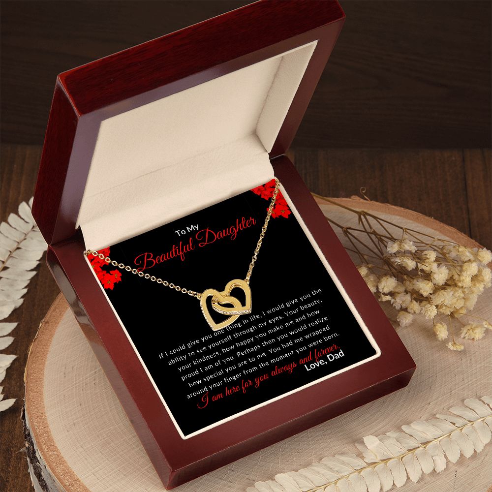 To My Daughter (From Dad) Interlocking Heart Necklace - Stacy Style