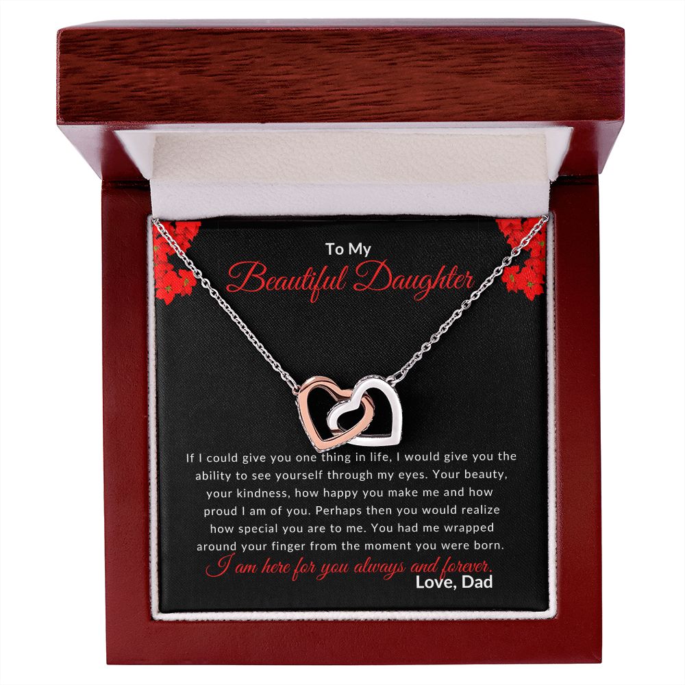 To My Daughter (From Dad) Interlocking Heart Necklace - Stacy Style