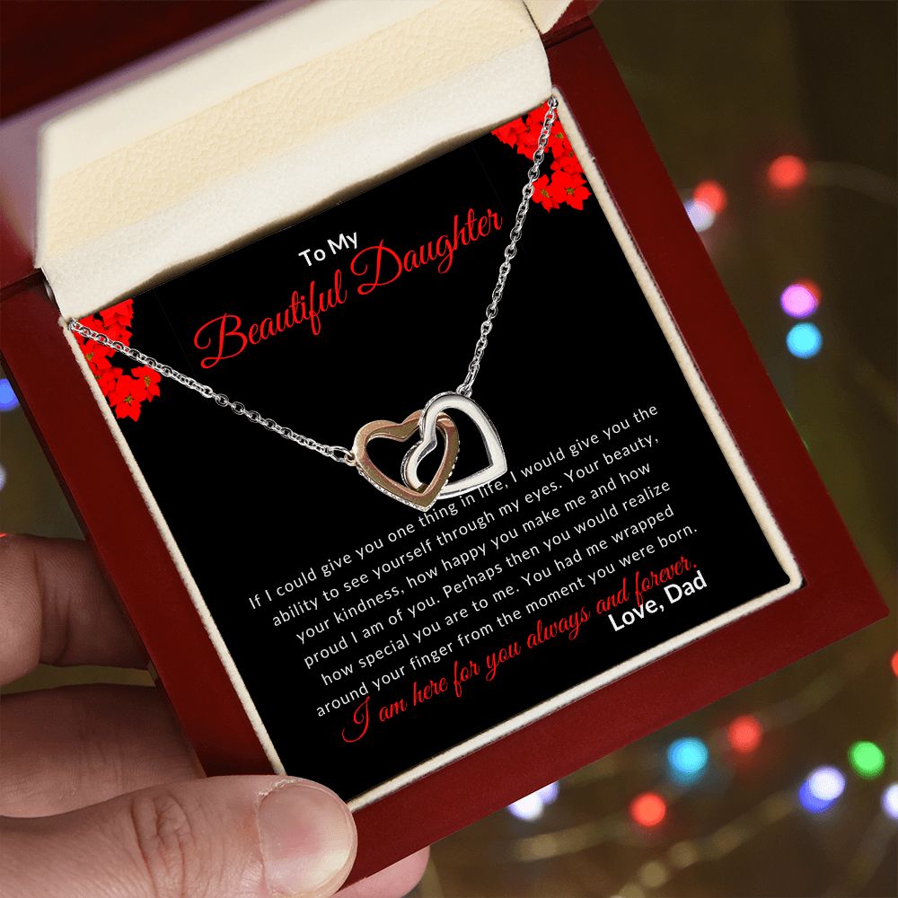 To My Daughter (From Dad) Interlocking Heart Necklace - Stacy Style